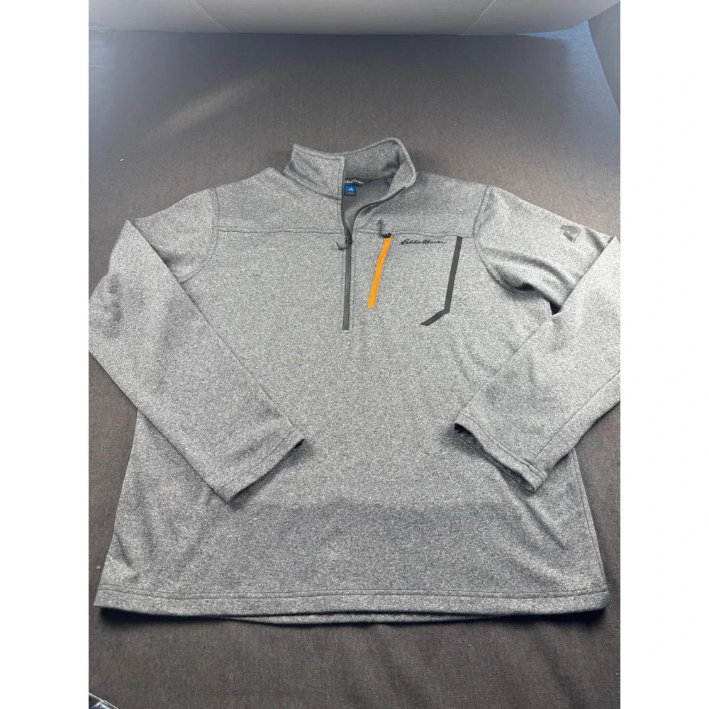 Eddie‎ Bauer First Ascent Mens Large Gray Quarter Zip Fleece Pullover Jacket